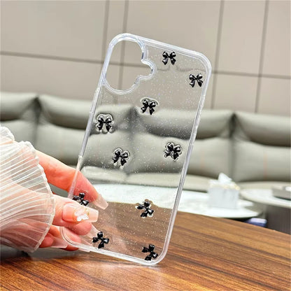 Aesthetic Transparent Black Bow Case