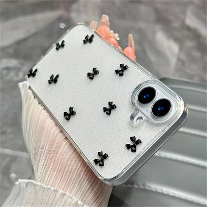 Aesthetic Transparent Black Bow Case